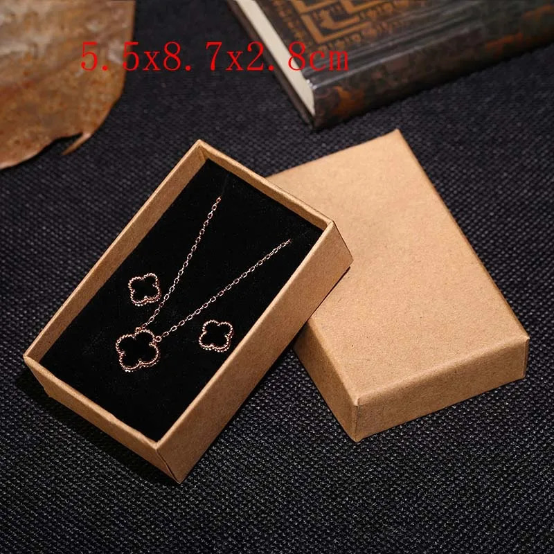 20Pcs/Lot Brown Kraft Paper Jewelry Boxes Gift Package Boxes Organizer Charms Ring Watch Earring Jewelry Box Wholesale 240124