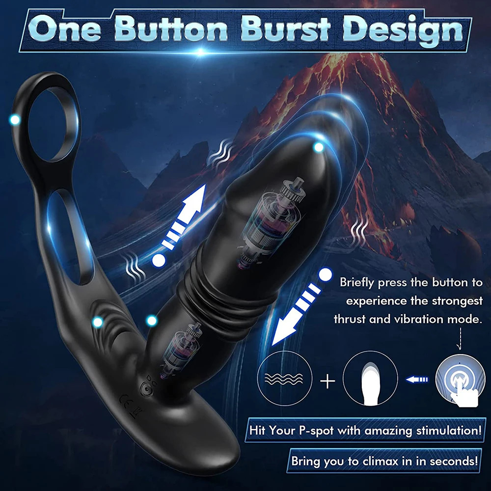 3/5cm Telescopic Anal Vibrator Prostate Massager Butt Plug Delay Ejaculation Penis Ring Masturbator Vibrator Sex Toys For Men 240129