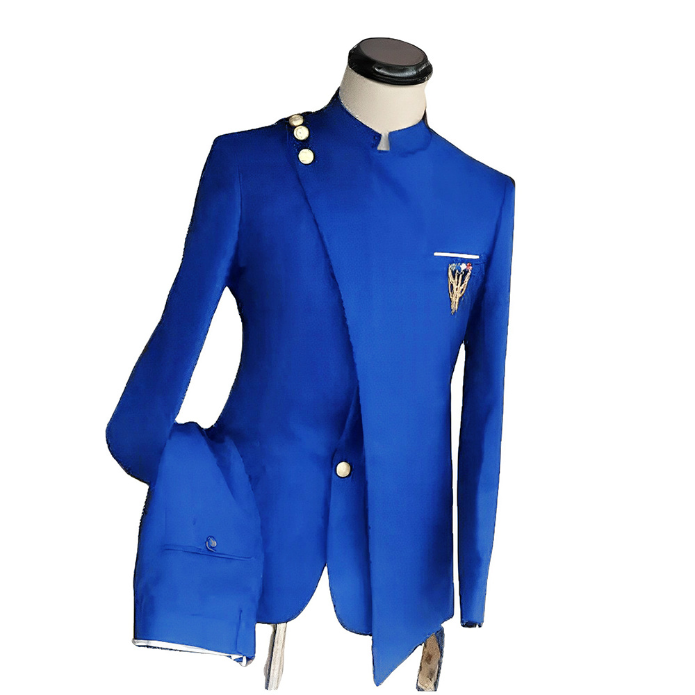 Navy Blue Men's Suit 2 Piece Wedding Groom Tuxedo Indian Style Fashion Customized Men's Suit Elegant Blazer