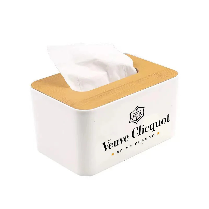 Veuve Clicqot Tissue Box Holder Bamboo Cover Paper Box Tissue Holder Wooden Tissue Box Furniture Storage Box 240127