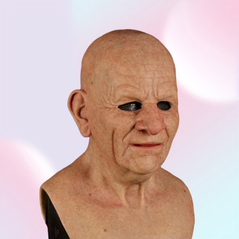 Party Masks Kuulee Cosplay Bald Old Man Wrinkle Face Mask Halloween Carnival Props3710054