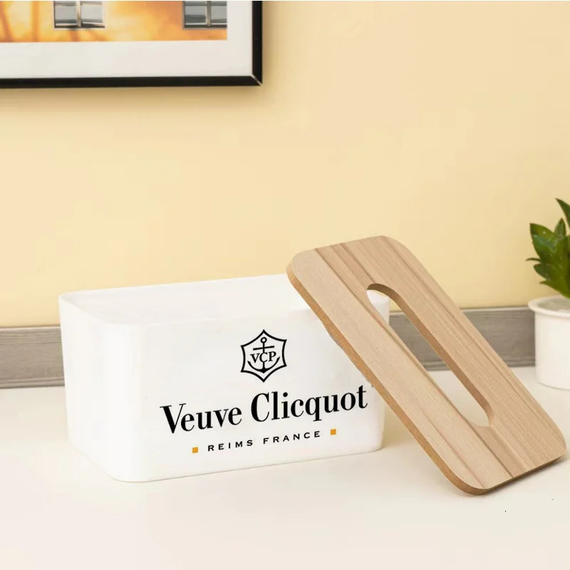 Veuve Clicqot Tissue Box Holder Bamboo Cover Paper Box Tissue Holder Wooden Tissue Box Furniture Storage Box 240127