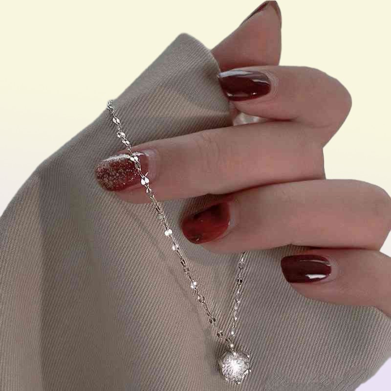 925 Silver Single Diamond Necklace Female Simple Design Sense Clavicle Chain Niche Light Luxury Jewlery Charms Pendant6586134
