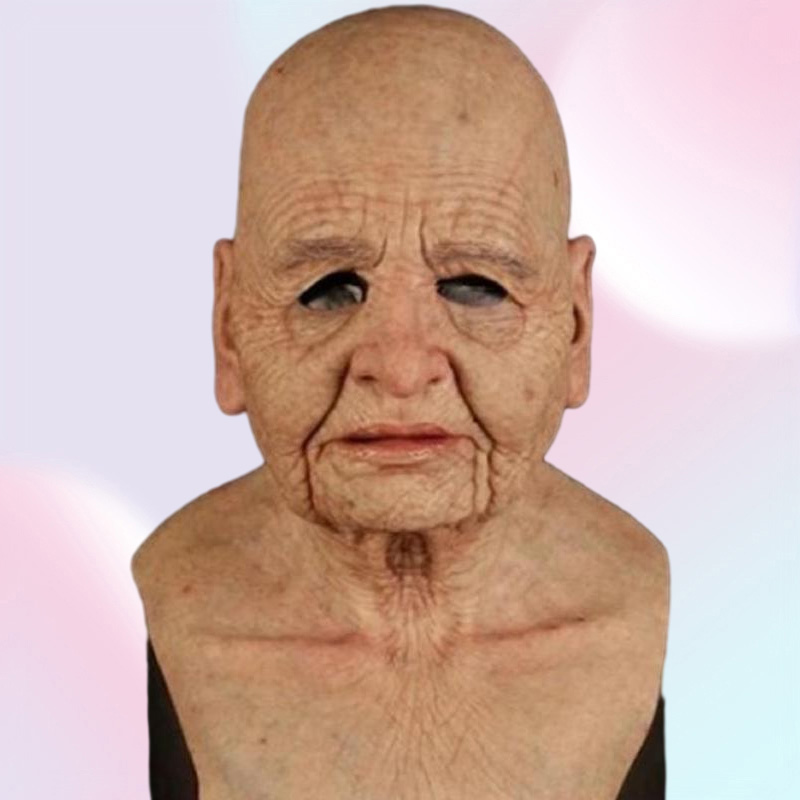 Party Masks Kuulee Cosplay Bald Old Man Wrinkle Face Mask Halloween Carnival Props3710054