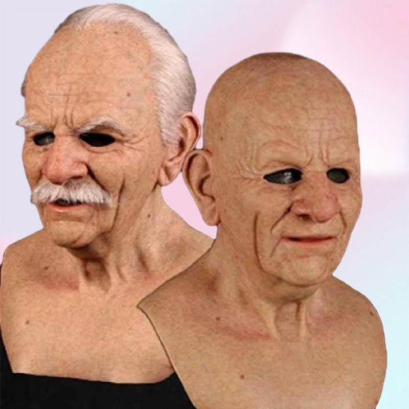 Party Masks Kuulee Cosplay Bald Old Man Wrinkle Face Mask Halloween Carnival Props3710054