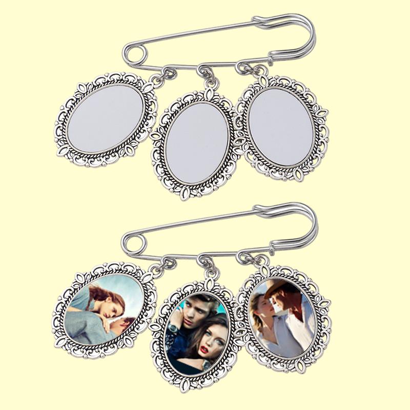 Vintage DIY sublimation blank pin brooch designer Round Oval Pendant Silver Plated Alloy Fashion Broochs Jewelry Accessories Anniv