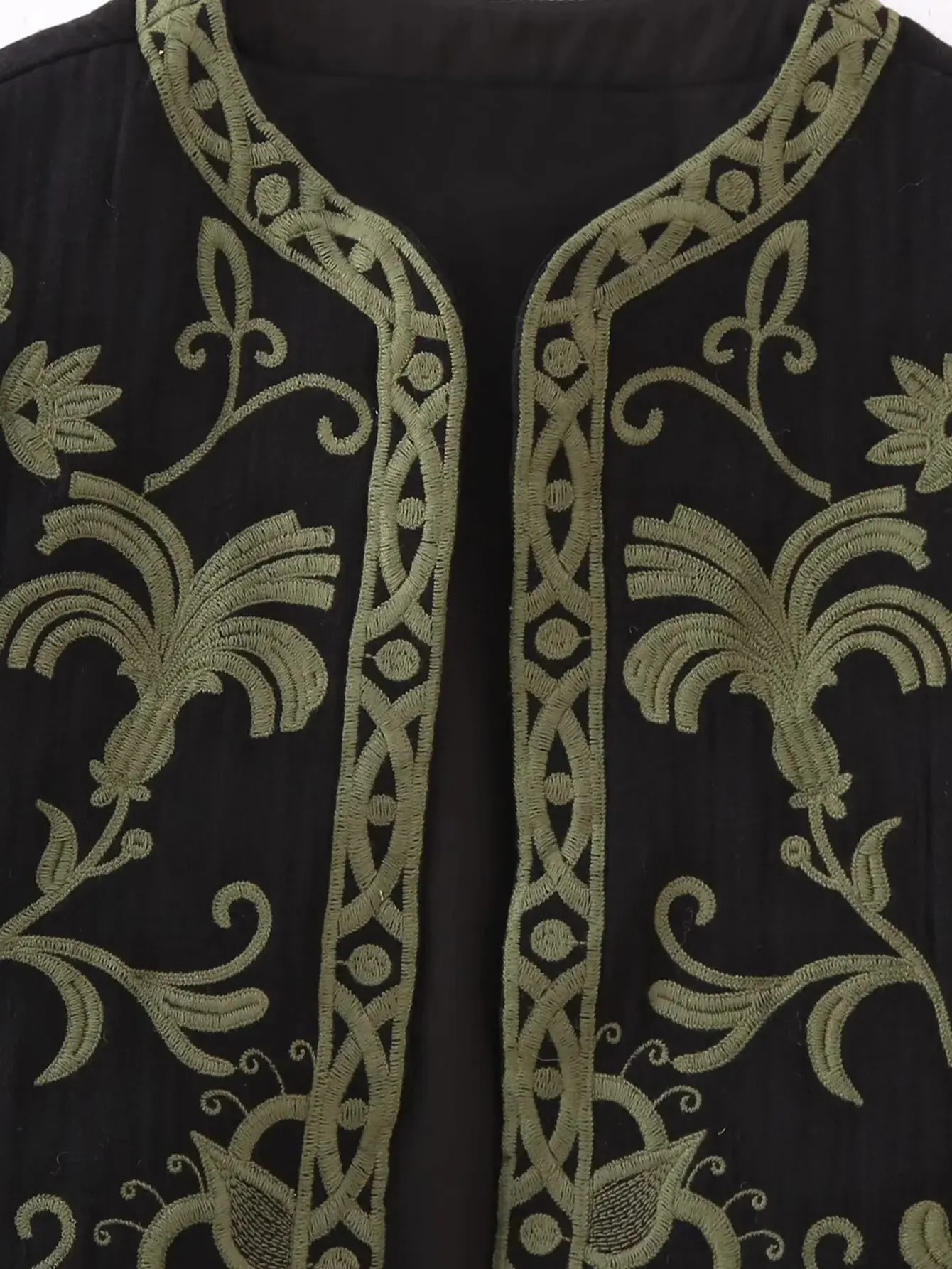 Women Vintage O Neck Flower Embroidery Short Vest Jacket Ladies Sleeveless Casual Cardigan WaistCoat Crop Tops CT5359 240123