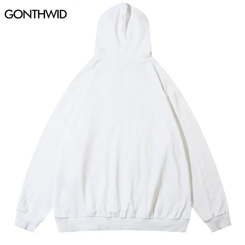Vintage Mens Hoodie Sweatshirt Y2K Grunge Hip Hop Ripped Embroidery Teeth Patch Hooded Streetwear Harajuku Punk Gothic Pullover 240129