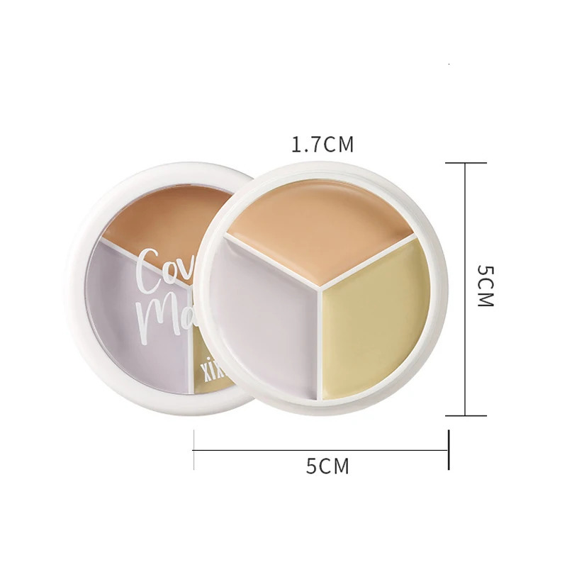 3-Color Concealer Palette Foundation Cream Full Coverage Suit for All Skin Face Makeup Cover Dark Circles Acne Pores Cream Base 240129