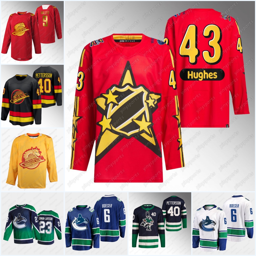 Vancouver Canucks 43 Quinn Hughes All-Star Jerseys 16 Nikita Zadorov 24 Pius Suter40 Elias Pettersson 94 Linus Karlsson 35 Demko 6 Brock Boeser 88 Nils Aman 9 J.T. Miller