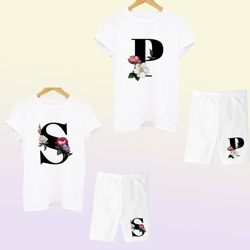 Women Two Piec Set Letter T Shirts And Shorts Set Summer Short Sleeve Oneck Casual Joggers Biker Shorts Sexy Outfit For Woman 220