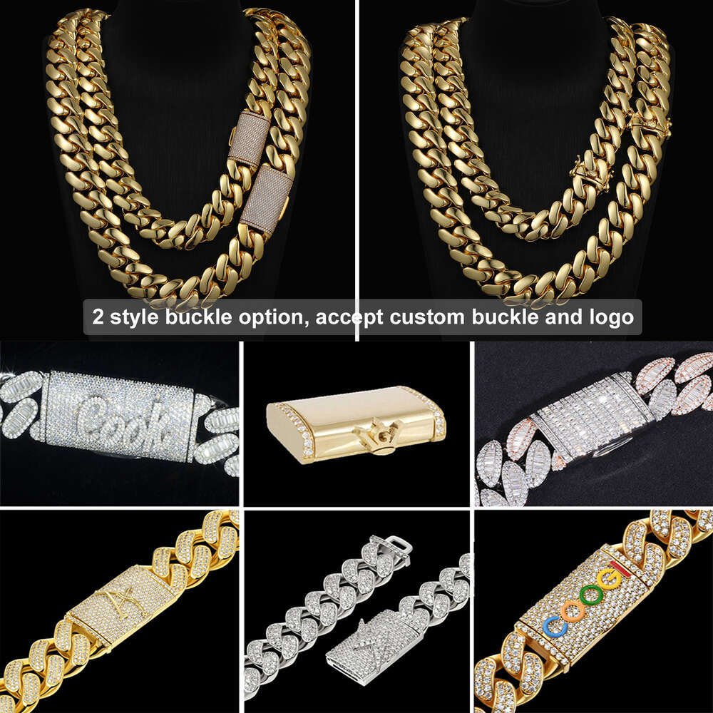 Cadena Cubana Wholesale Hip Hop Jewelry Miami Cuban k Chain Necklace Gold Plated Heavy Solid for Men 14k Real