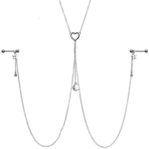 1pc Sexy Nipple Piercing Ring Chain Jewelry Clip For Women Gold And Silver Color Connecting Tassel Body Nipple Chains Piercing 240127