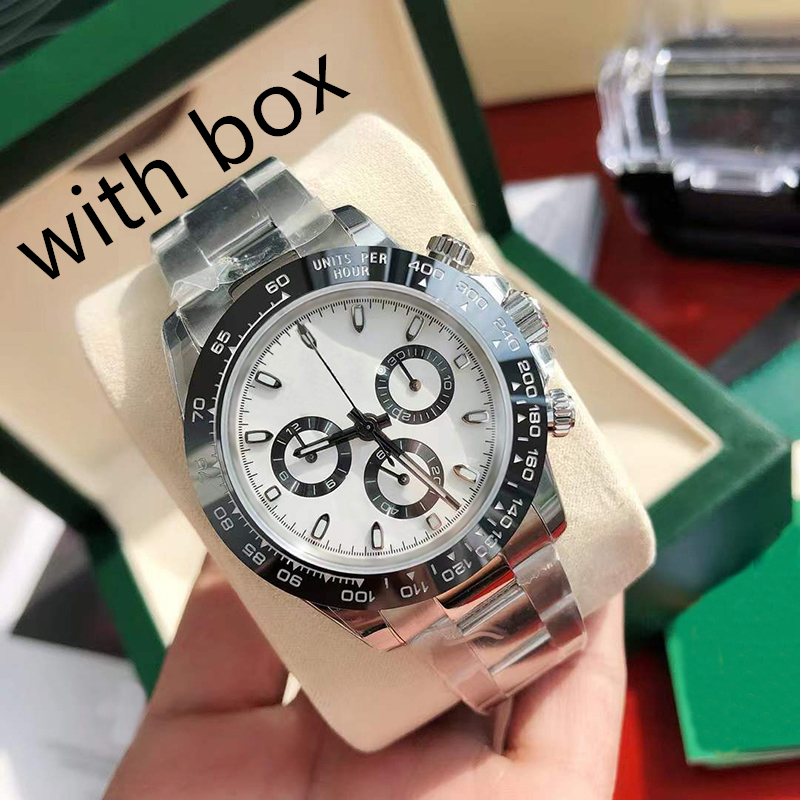 Montre de Luxe Watch Men's Automatic Black Ceramic Ring VK Quartz Watch 40mm 904L All Stainless Steel White Disc Bracelet Folding Buckle Luminous Sapphire aaa Watches