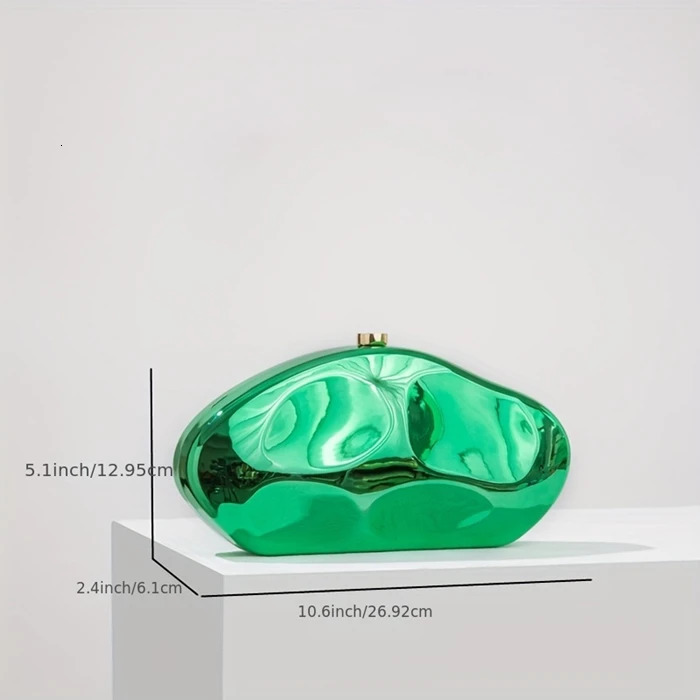 Acrylic shape clutch bag metal shiny gold sier blue women evening party cute shell purse handbag 240131 1398
