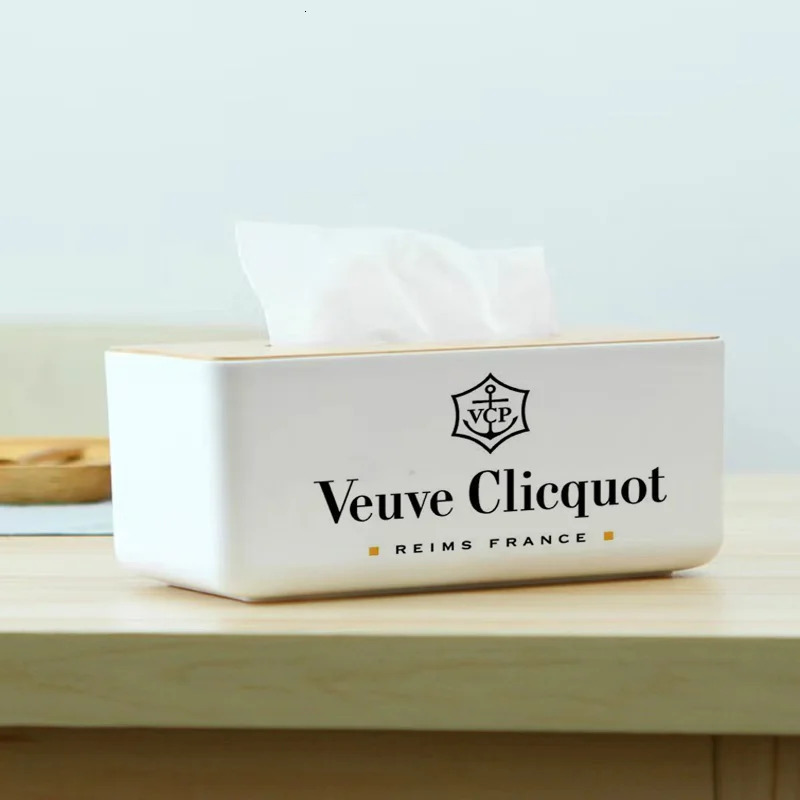 Veuve Clicqot Tissue Box Holder Bamboo Cover Paper Box Tissue Holder Wooden Tissue Box Furniture Storage Box 240127