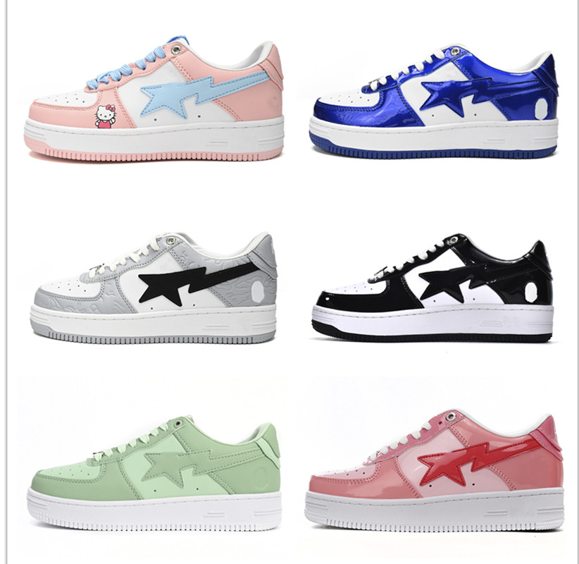 2024 Sta Low White Gray embossing Casual Shoes Men Women Platform Sneakers Black Patent Blue Orange Green White Pastel Pink Red Yellow Mens Trainers Sport Scarpes