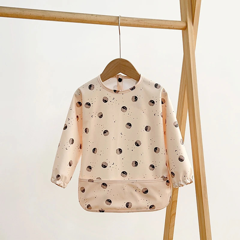 Baby Bibs Waterproof Infant Eating Clothes Kids Toddler Long Sleeve Bib Apron With Pocket Boys Girls Feeding Smock Stuff 240125