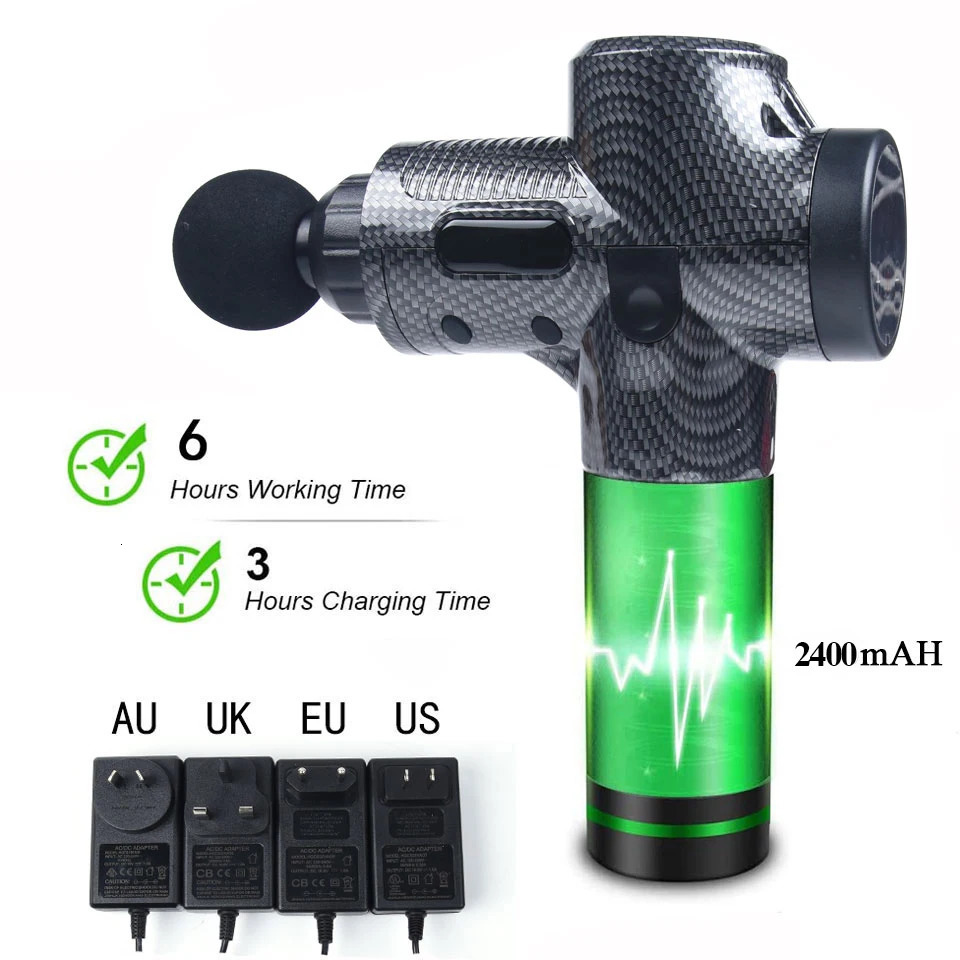 7 Heads LCD Touch 30 Speed High Frequency Massage Gun Muscle Relax Body Relaxation Electric Fascial Gun Massager Pistolet 240118