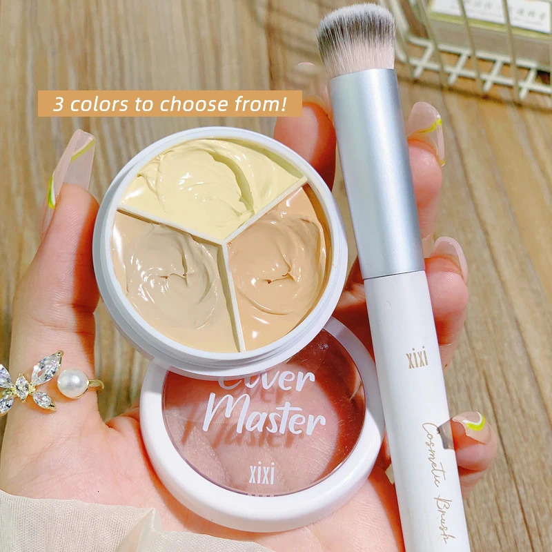 3-Color Concealer Palette Foundation Cream Full Coverage Suit for All Skin Face Makeup Cover Dark Circles Acne Pores Cream Base 240129