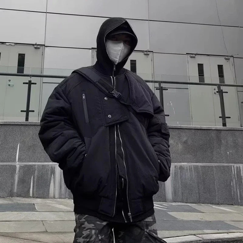 American Streetwear Winter Jackets Men Women Fashion Personality Solid Color Bomber Jacket Autumn Warm Loose Casual Couple Coats 240126