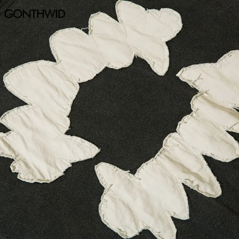 Vintage Mens Hoodie Sweatshirt Y2K Grunge Hip Hop Ripped Embroidery Teeth Patch Hooded Streetwear Harajuku Punk Gothic Pullover 240129