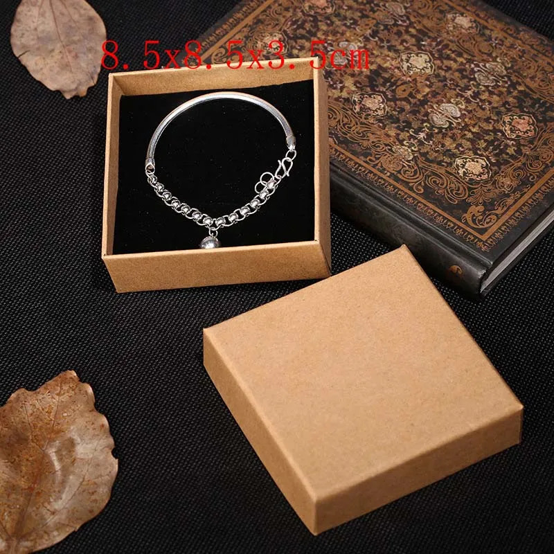 20Pcs/Lot Brown Kraft Paper Jewelry Boxes Gift Package Boxes Organizer Charms Ring Watch Earring Jewelry Box Wholesale 240124