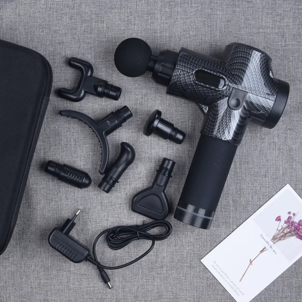7 Heads LCD Touch 30 Speed High Frequency Massage Gun Muscle Relax Body Relaxation Electric Fascial Gun Massager Pistolet 240118