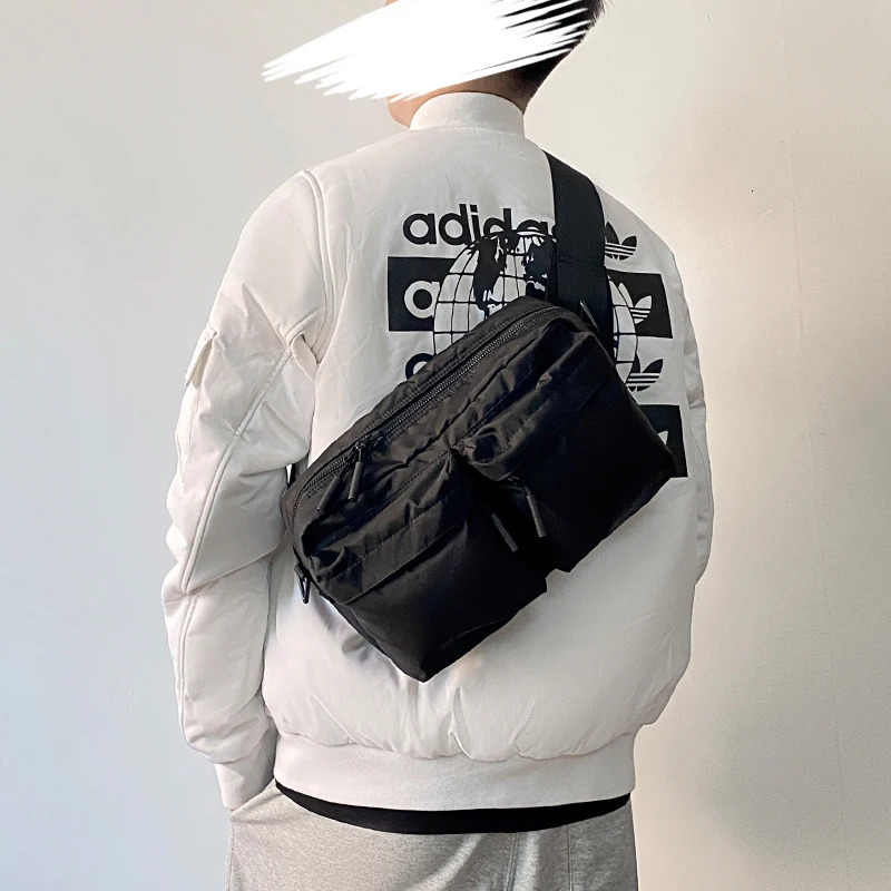 Japanese Fashion Fanny Pack Casual Nylon Cloth Crossbody Waterproof Men Waist Korean Style Single Shoulder Bag 240130 2591