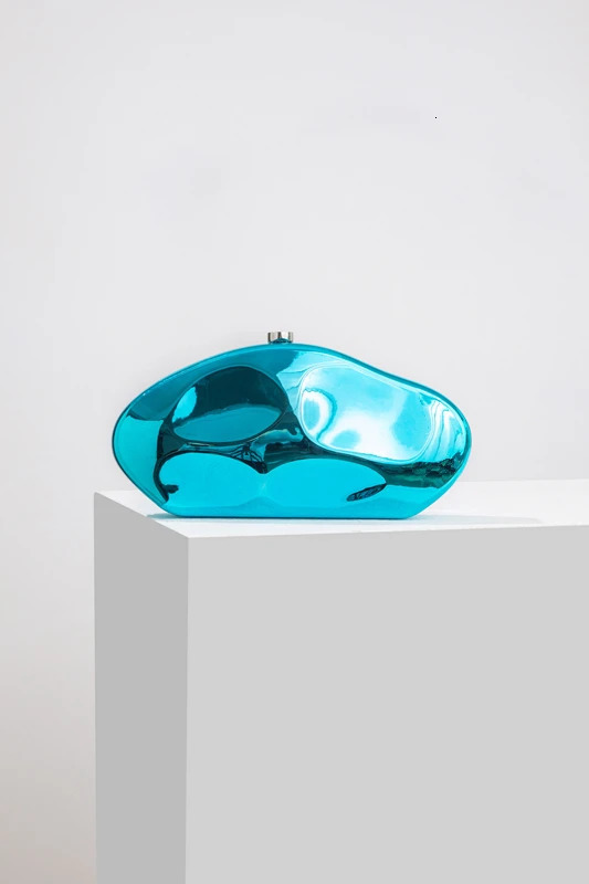 Acrylic shape clutch bag metal shiny gold sier blue women evening party cute shell purse handbag 240131 1398