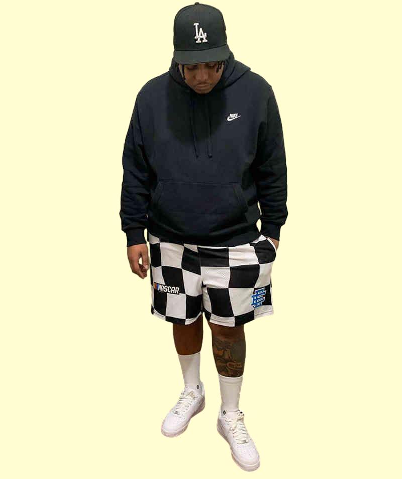 Casual Shorts Nascar Checkered Flag Printed Mesh Short Pants Men's Summer Gym Workout Breathablenjx8