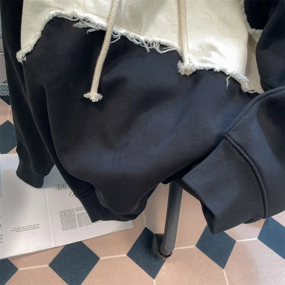 Sweatshirt for Men Black Hooded Male Clothes Hip Hop Splicing Hoodies Sweat Shirt Emo Welcome Deal Novelty and Autumn S 240119