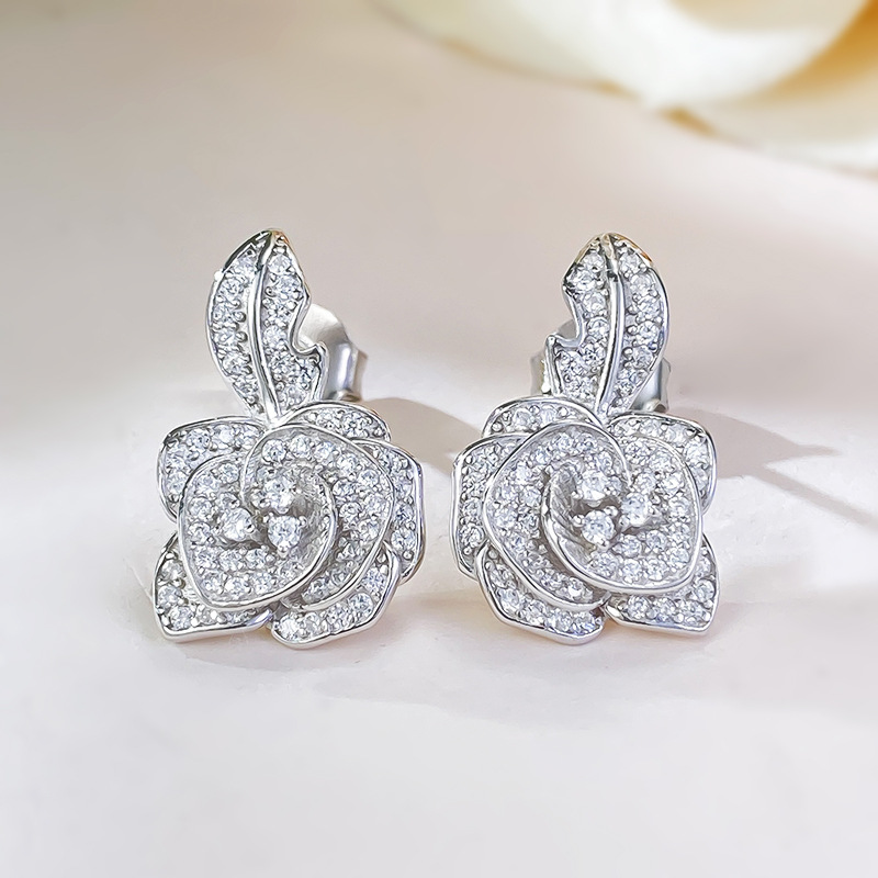 Sterg Sier Sparkg Stud Earrings Women, Featuring Genuine White Moissanite Dia Gemstones, Perfect for Party and Gift Giving 2209