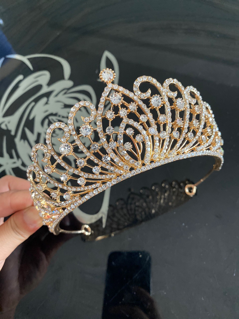 Gold Silver Crown Sparkling Shine Wedding Hair Accessories Rehinestones Pearls Bridal Crowns Bridal Hair Accessories for Women for African Black Women