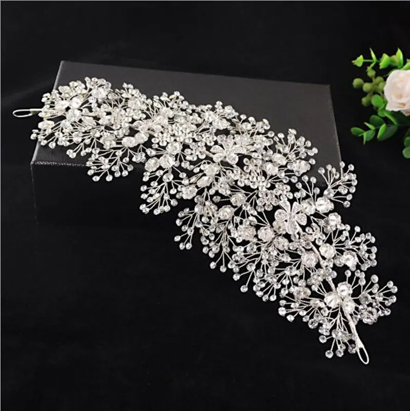 Gold Silver Crown Sparkling Shine Wedding Hair Accessories Rehinestones Pearls Bridal Crowns Bridal Hair Accessories for Women for African Black Women