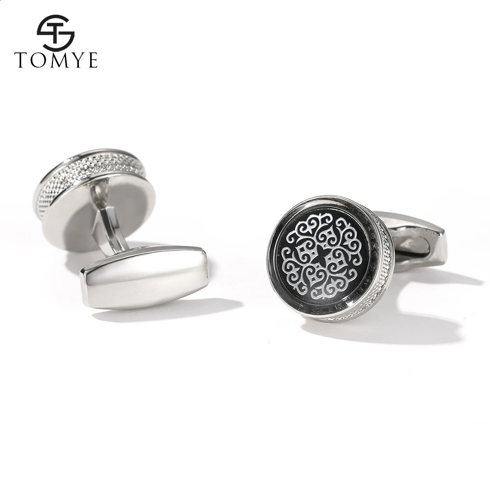 Cufflinks for Men TOMYE XK20S078 High Quality Round Fashion Pattern Buttons Wedding Gifts Casual Business Dress Shirt Cuff Links 240124
