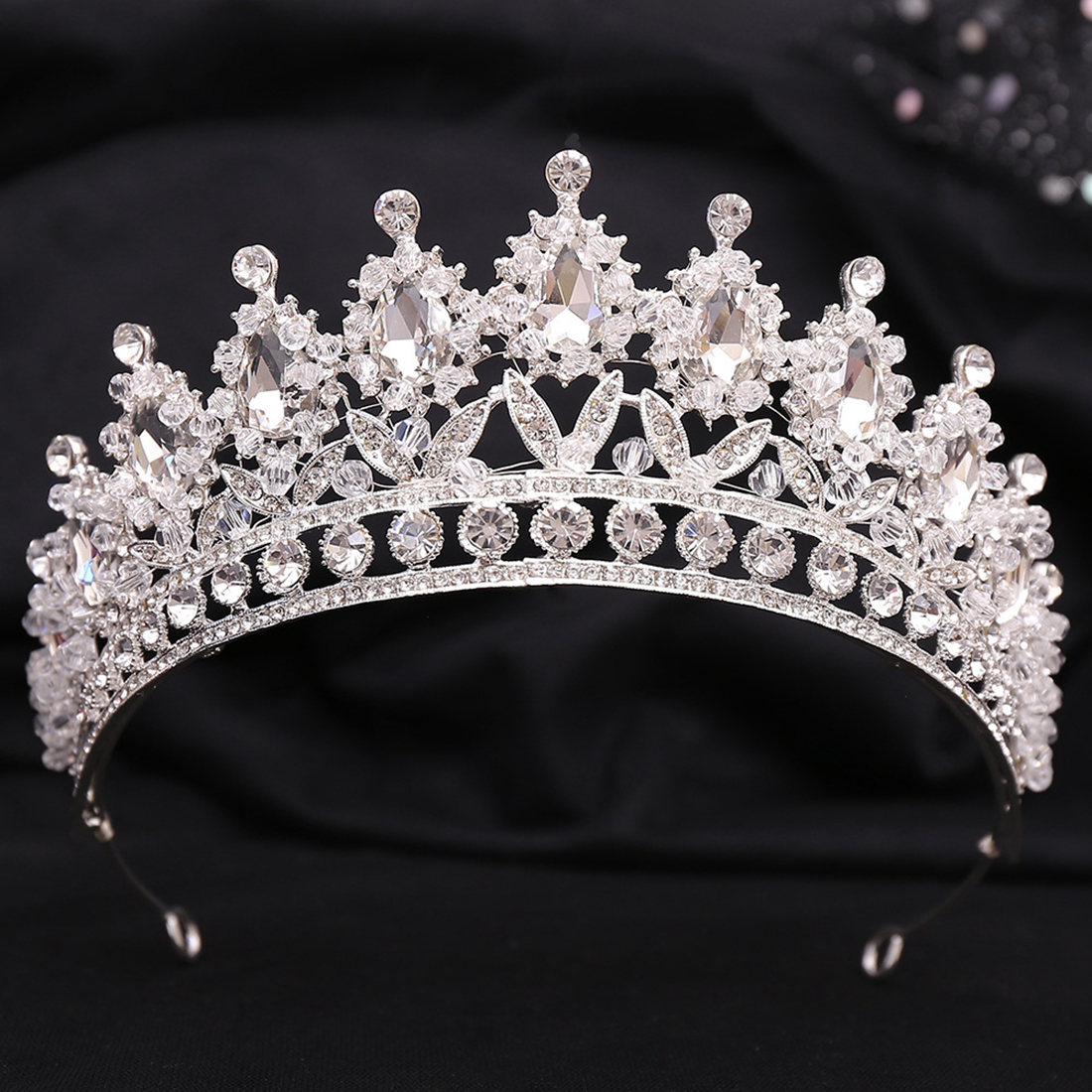 Gold Silver Crown Sparkling Shine Wedding Hair Accessories Rehinestones Pearls Bridal Crowns Bridal Hair Accessories for Women for African Black Women