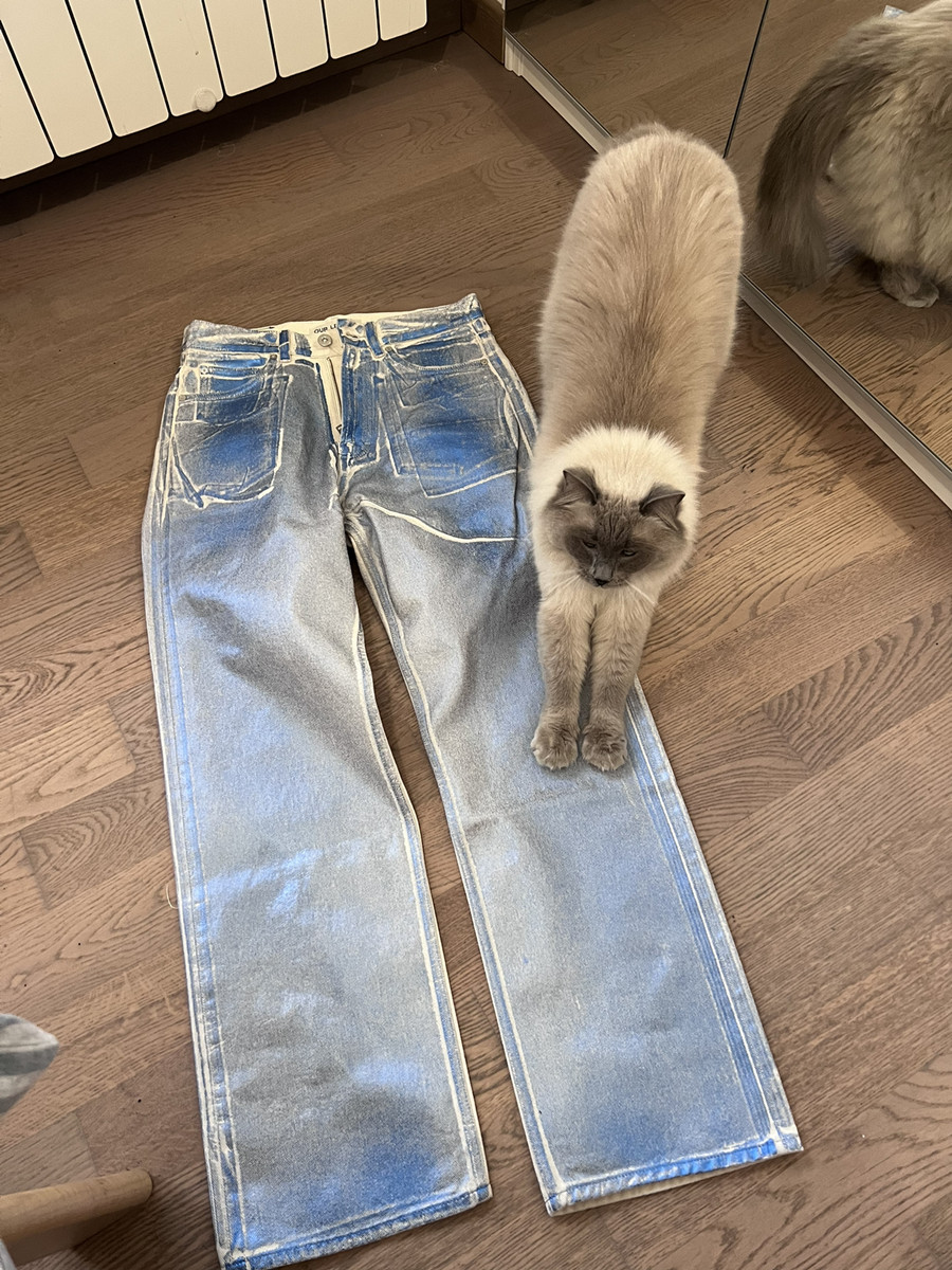 Original Our Legacy Casual Loose Pants Blue Printed Jeans Workwear Pants Denim Casual Loose Fit Straight Leg Washed Pants