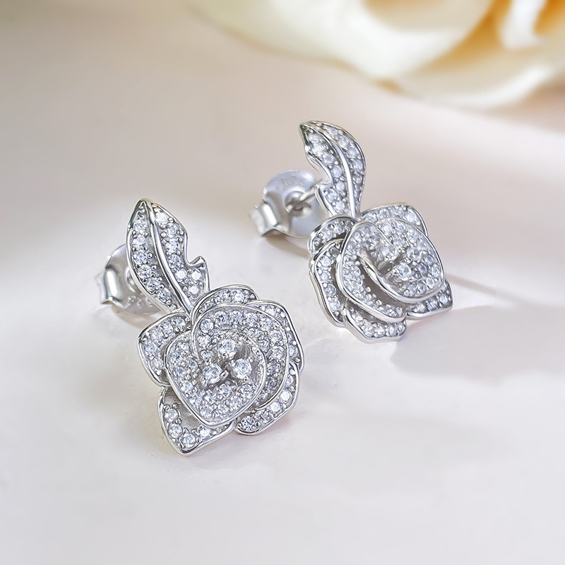 Sterg Sier Sparkg Stud Earrings Women, Featuring Genuine White Moissanite Dia Gemstones, Perfect for Party and Gift Giving 2209