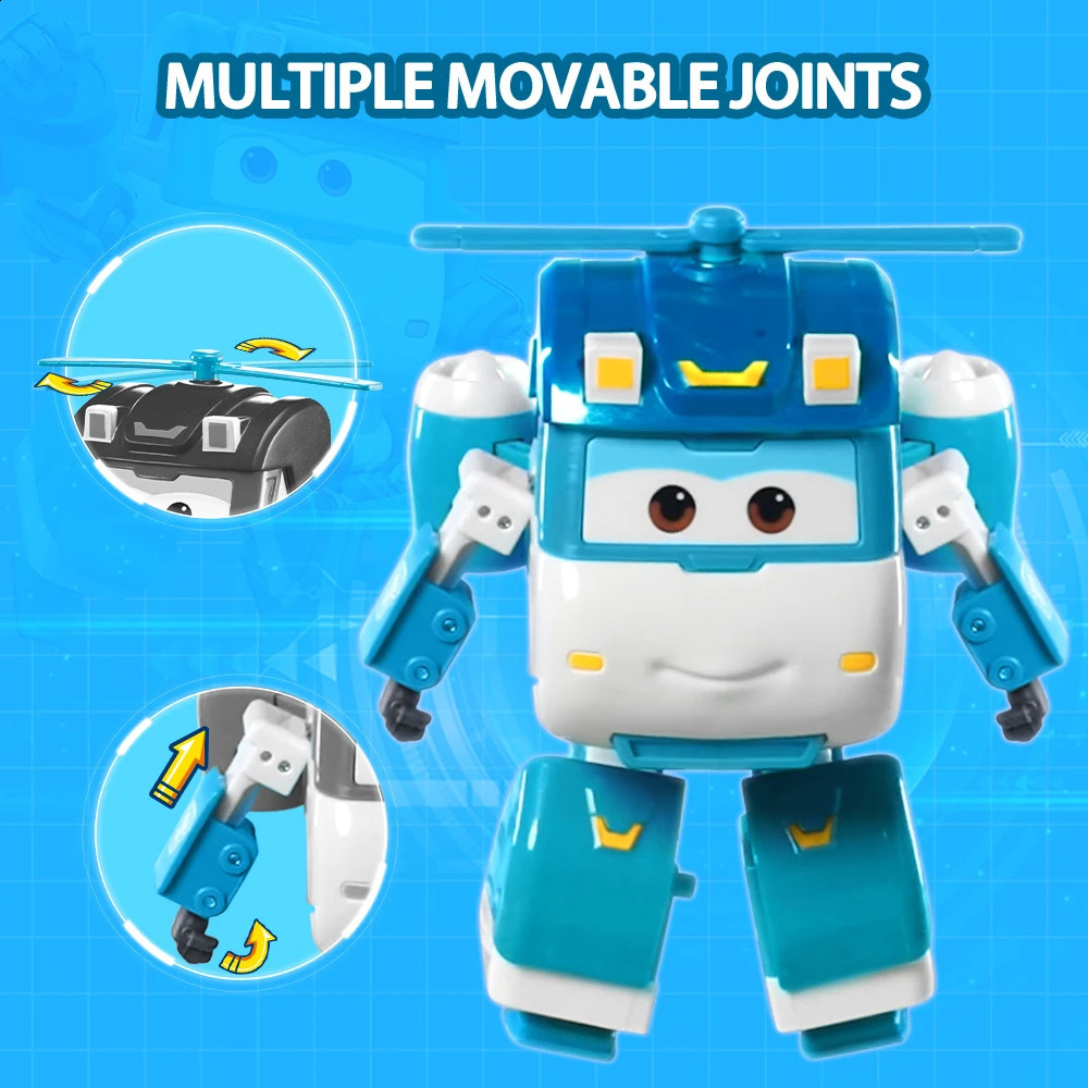 Super Wings 5 Inches Transforming Shine 2 Modes Transforms from copter to Garbage Cart Action Figures Kid Toys Birthday Gift 240119