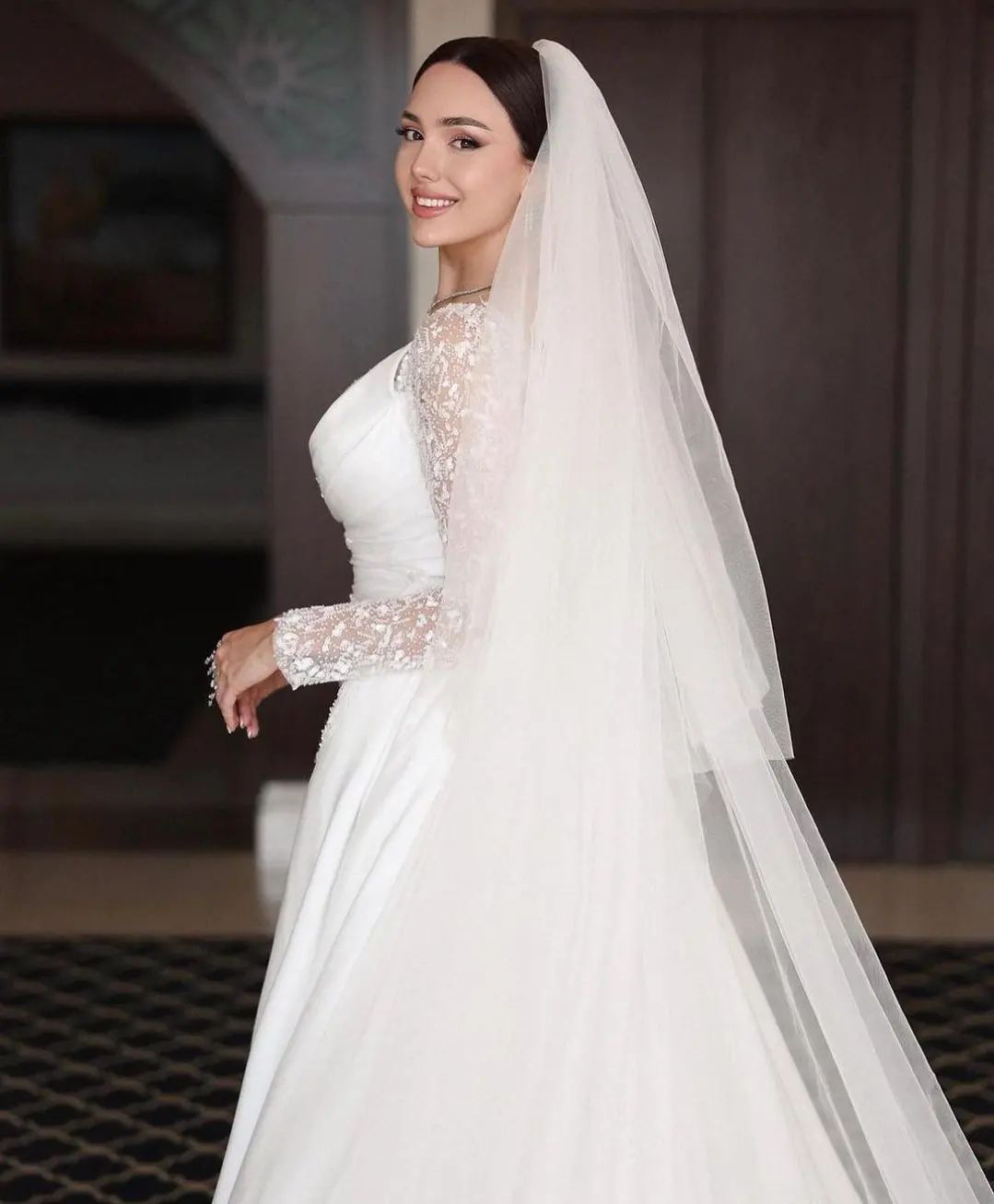 Elegant Mermaid Bridal Gowns Sequins Lace Wedding Dress with Overskirts Custom Made Long Sleeve Bride Dresses Vestido de novia