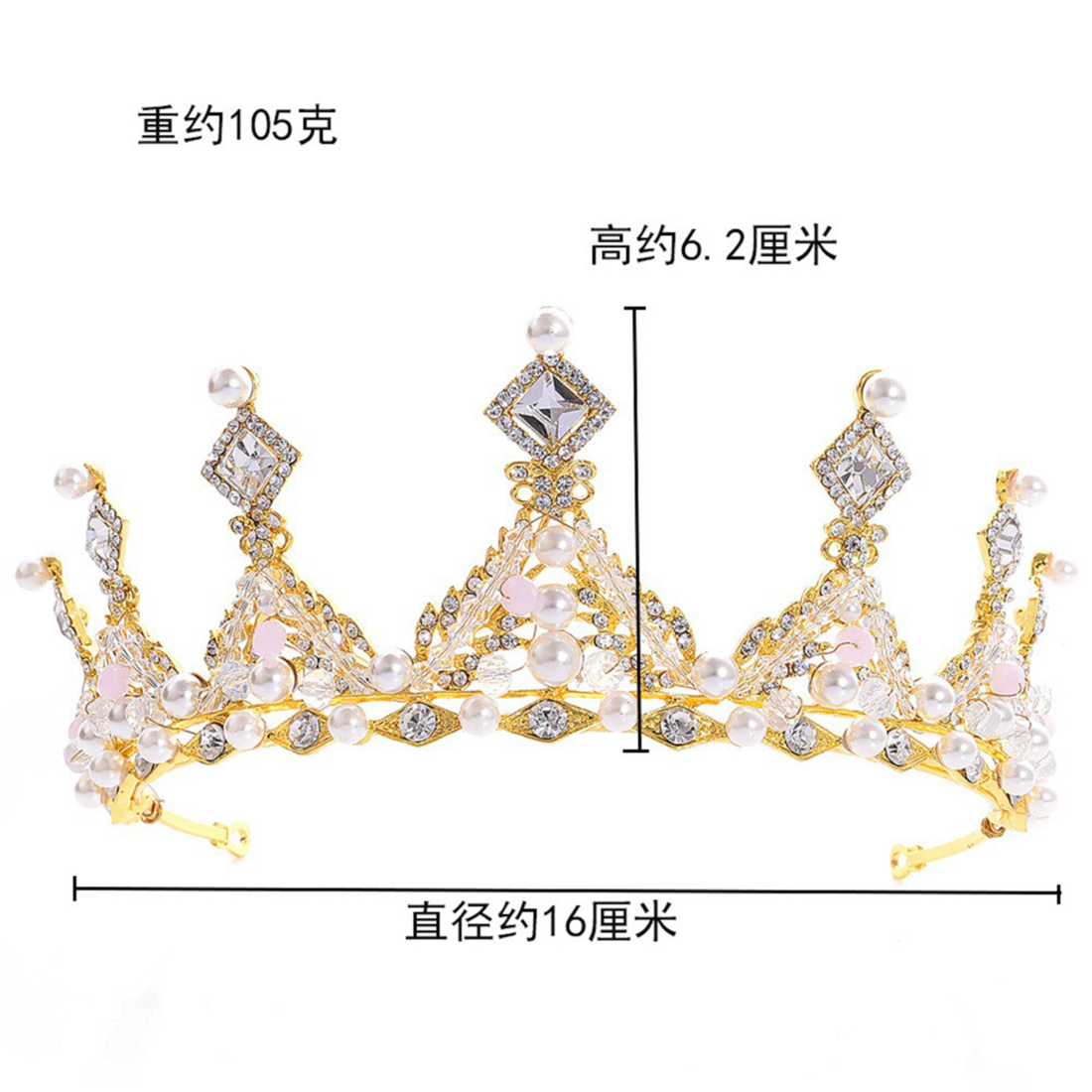 Gold Silver Crown Sparkling Shine Wedding Hair Accessories Rehinestones Pearls Bridal Crowns Bridal Hair Accessories for Women for African Black Women