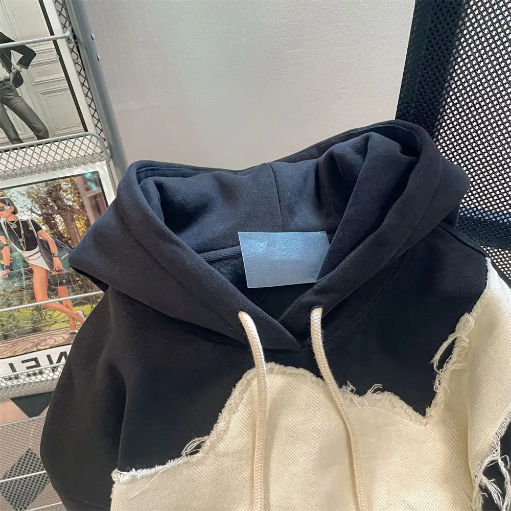 Sweatshirt for Men Black Hooded Male Clothes Hip Hop Splicing Hoodies Sweat Shirt Emo Welcome Deal Novelty and Autumn S 240119