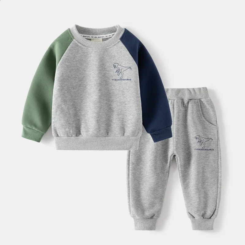 Spring Autumn Children Clothes Set Color Patchwork Kids Boys Two-Piece Sets Children Boy Casual Tracksuit Outfits Tops Pants 240131