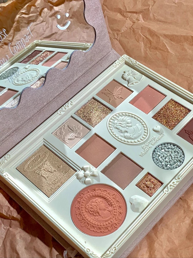 Colorrose Relief Eyeshadow Plate Multifunction Highlight Blush Makeup Palette Makeup Brown Milk Tea Niche Female 240119