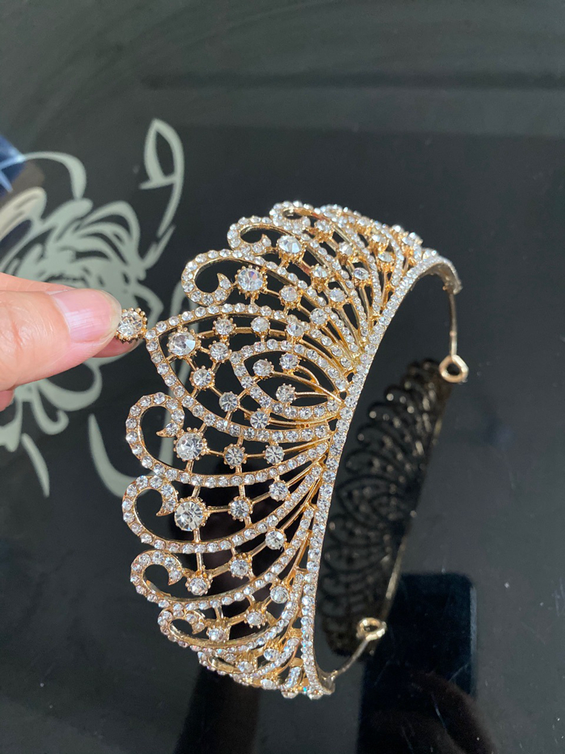 Gold Silver Crown Sparkling Shine Wedding Hair Accessories Rehinestones Pearls Bridal Crowns Bridal Hair Accessories for Women for African Black Women