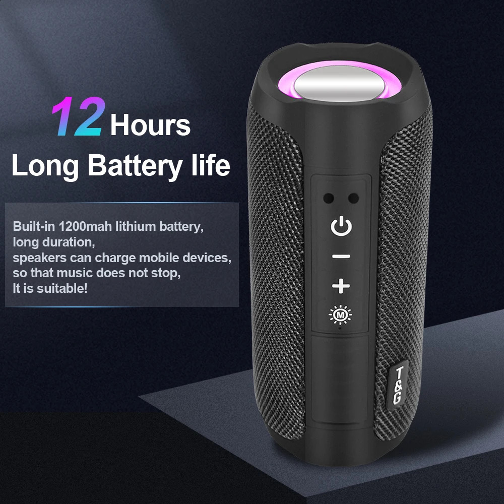 TG227 Outdoor Ser Waterproof Wireless Bass Subwoof Loudser Box Support TF Card FM Radio Aux Input With LED Light 240126