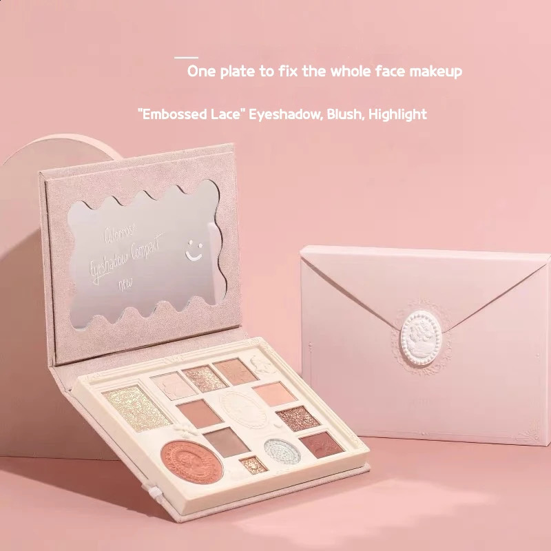 Colorrose Relief Eyeshadow Plate Multifunction Highlight Blush Makeup Palette Makeup Brown Milk Tea Niche Female 240119