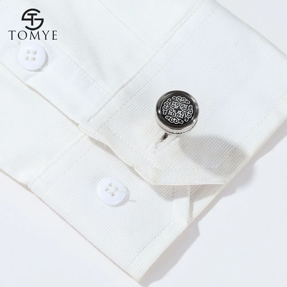 Cufflinks for Men TOMYE XK20S078 High Quality Round Fashion Pattern Buttons Wedding Gifts Casual Business Dress Shirt Cuff Links 240124