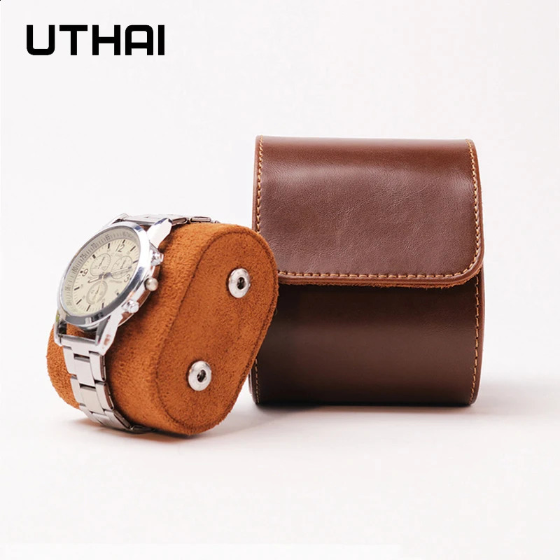 1 Slots Grids Watch Box Roll Travel Case Chic Portable Vintage Leather Display Storage Boxes High Quality Gift Watch Case 240124